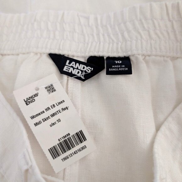 Lands' End Linen White A-Line Midi Skirt with Buttoned Detail Size 10 - Picture 5 of 6
